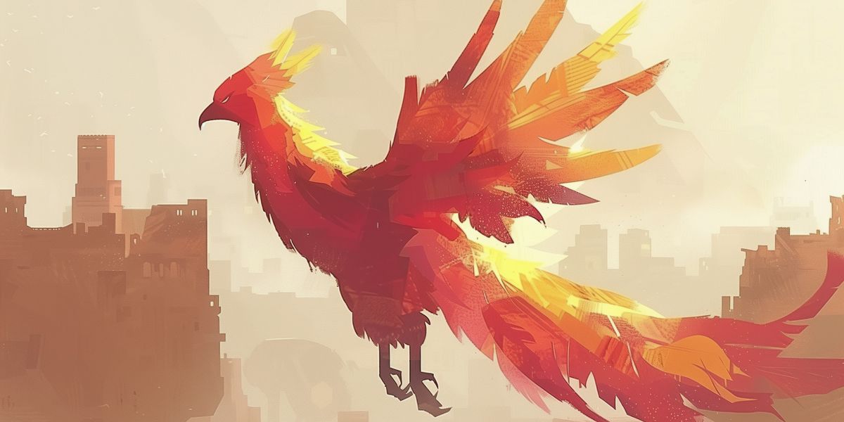 painting of a red phoenix bird rising over a city used on a blog about illegal phoenix activity
