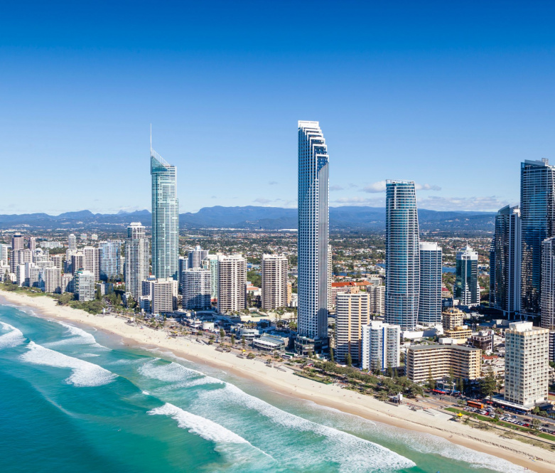 Gold Coast skyline and ocean