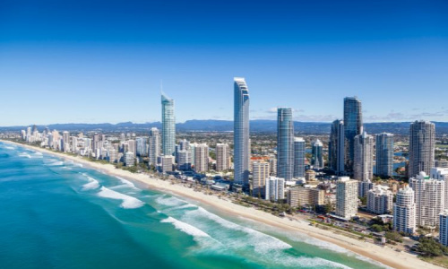 Gold Coast skyline and ocean